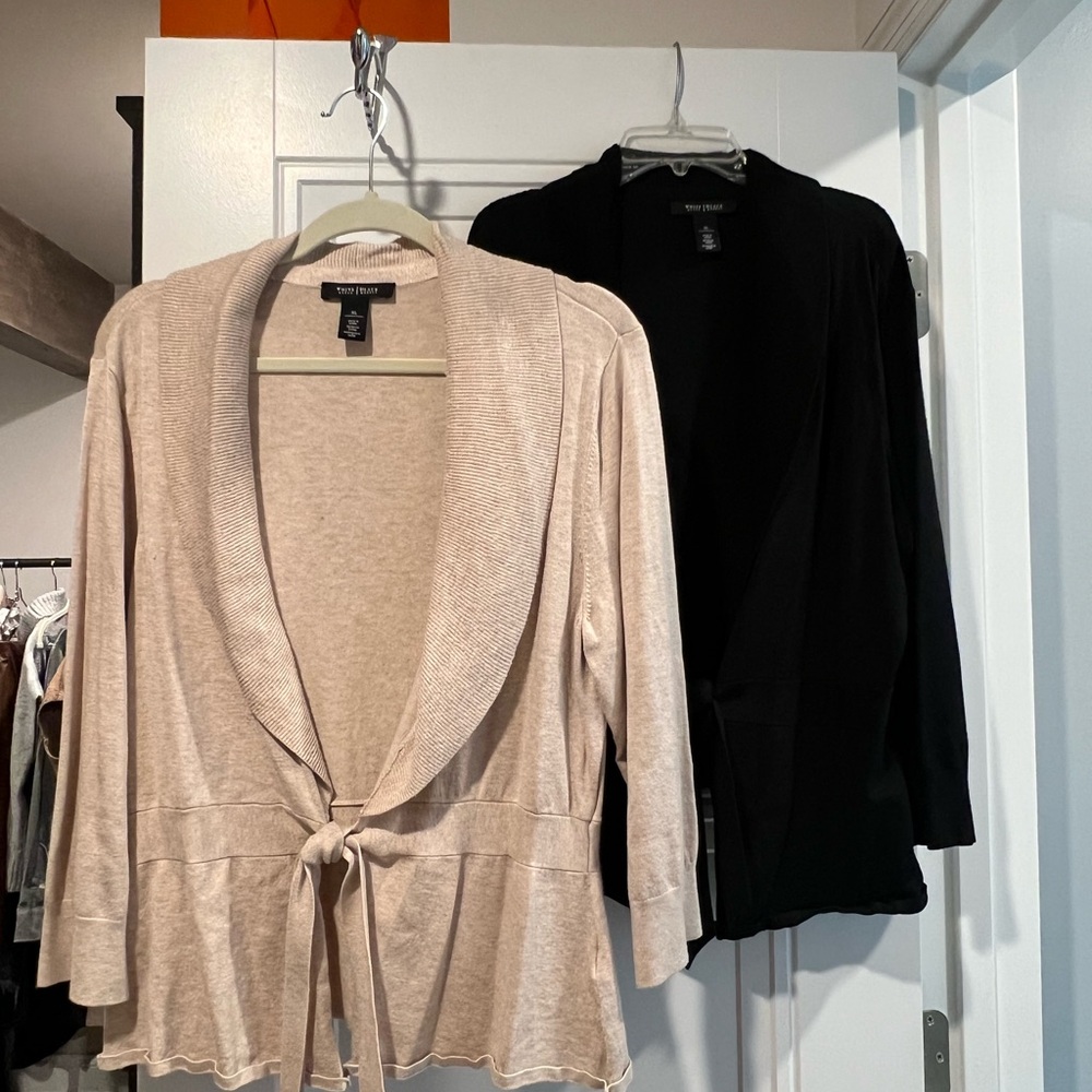 WHBM sweater wrap women’s XL tan and black